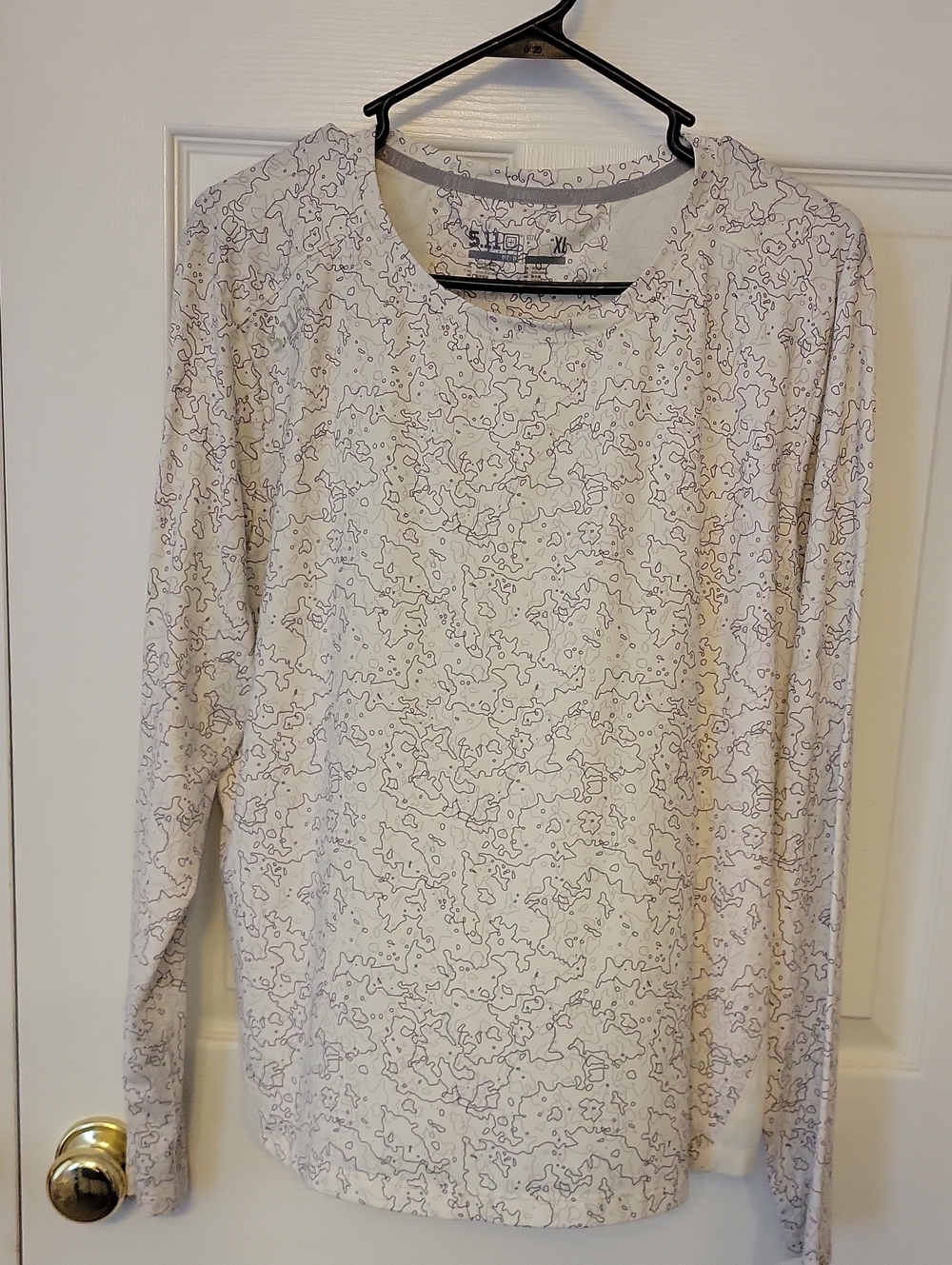 5.11 Tactical Cream Long Sleeve Tee with Gray Line Print